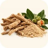 Dried ashwagandha roots and powder